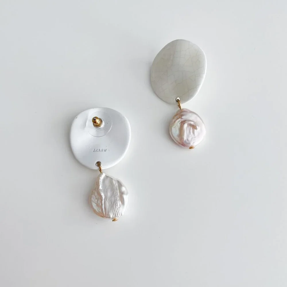 J. Crew Freshwater Pearl Disc Drop Earrings